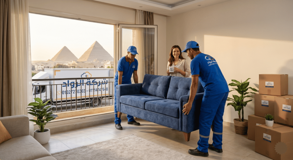 سيارات مغلقة وونش رفع أثاث بحدائق الاهرام لخدمة جميع البوابات والمناطق - شركة الرواد