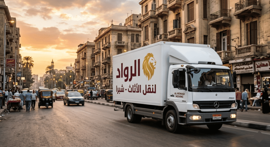 صورة توضيحية لسيارة تابعة شركات نقل الاثاث بشبرا تحمل عفش منزلي