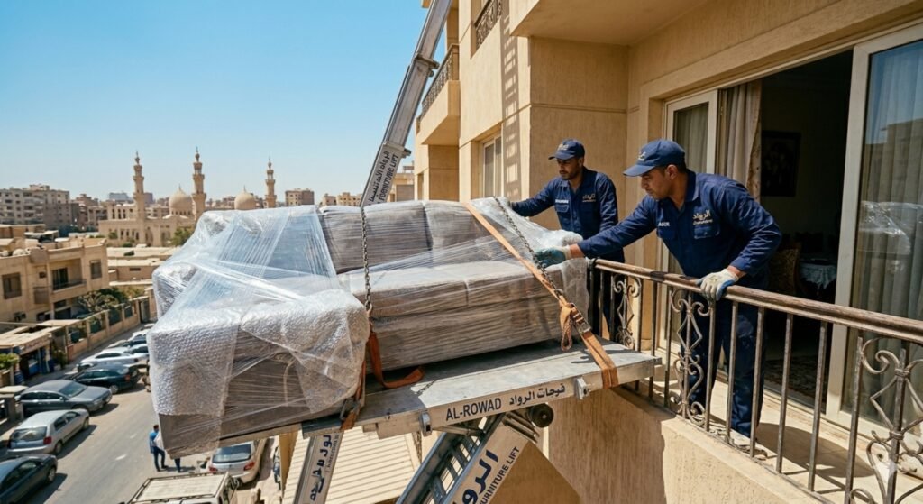 صورة توضيحية لنقل الاثاث بالمعادي بونش رفع اثاث بالمعادي
